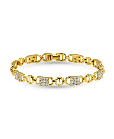 Macy's Pave Cubic Zirconia Lock Style Designer Inspired Bracelet In Gold