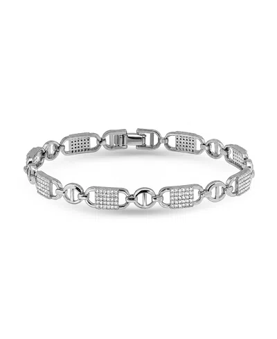 Macy's Pave Cubic Zirconia Lock Style Designer Inspired Bracelet In Metallic