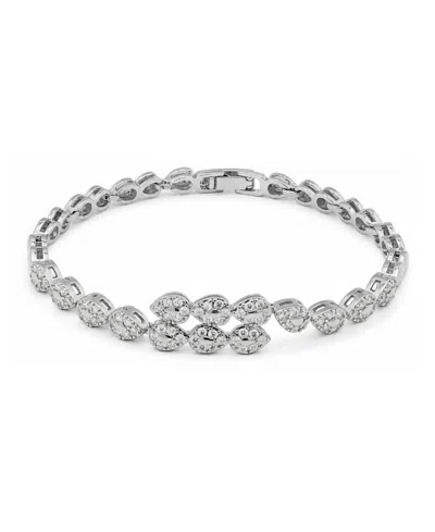 Macy's Pave Cubic Zirconia/polish Combo Pear Shapes Bypass Bracelet In Multi
