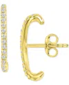 Macy's Pave Huggie Stud Earrings In 14k Gold-plated Sterling Silver In Gold