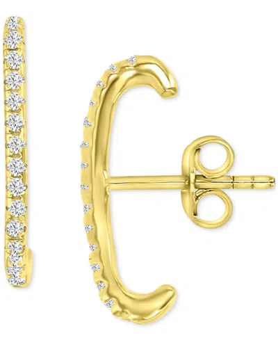 Macy's Pave Huggie Stud Earrings In 14k Gold-plated Sterling Silver