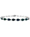 Macy's Pear Sapphire (10.50 Ct. T.w.) And White Sapphire Bracelet (0.04 Ct. T.w.) In Sterling Silver In Blue