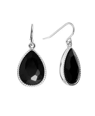 Macy's Pear Shape Crystal Drop Earrings (7/25 Ct. T.w.) In Fine Silver Plated Brass In Black