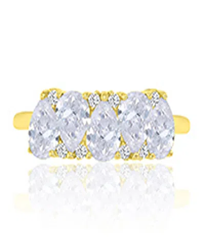 Macy's Pear-shaped Cubic Zirconia Ring In 14k Yellow Gold Over Sterling Silver In Neutral