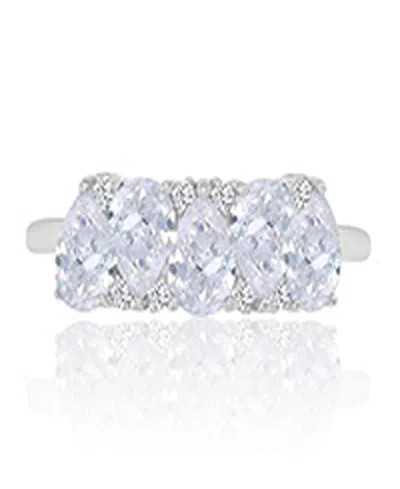 Macy's Pear-shaped Cubic Zirconia Ring In Rhodium Over Sterling Silver In Pattern