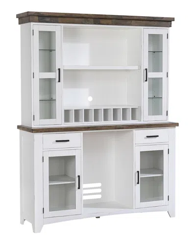 Macy's Peighton Back Bar With Hutch In White Washed Brown