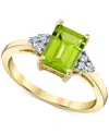 Macy's Peridot (1-3/4 Ct. T.w.) & Diamond (1/8 Ct. T.w.) Ring In 14k Yellow Gold In Green