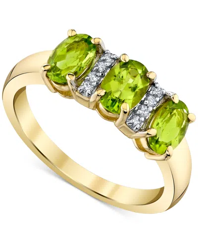 Macy's Peridot (1-5/8 Ct. T.w.) & Diamond Accent Ring In 10k Yellow Gold In Green