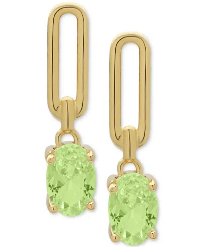 Macy's Peridot (1 Ct. T.w.) Oval Drop Earrings In 14k Gold Over Sterling Silver In Green