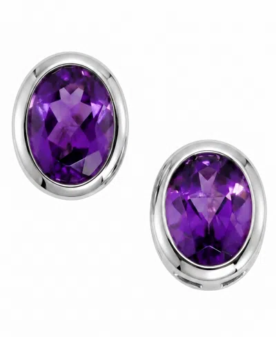 Macy's Peridot (1-1/2 Ct. T.w.) Stud Earrings In Sterling Silver (also Available In Amethyst, Blue Topaz, G In Purple
