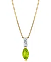 Macy's Peridot (1/2 Ct. T.w.) & Diamond Accent 18" Pendant Necklace In 10k Yellow Gold In Green