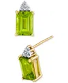Macy's Peridot (2-1/10 Ct. T.w.) & Diamond Accent Stud Earrings In 14k Yellow Gold In Gold