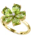 Macy's Peridot (3-1/2 Ct. T.w.) & Diamond Accent Flower Ring In 14k Gold-plated Sterling Silver In Peridot