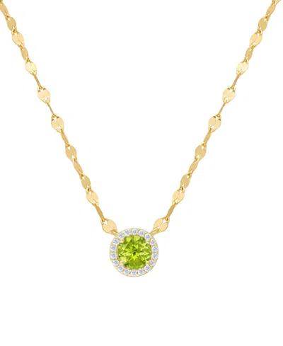 Macy's Peridot (7/8 Ct. T.w.) & Lab Grown White Sapphire (1/10 Ct. T.w.) Round Halo 18" Pendant Necklace In