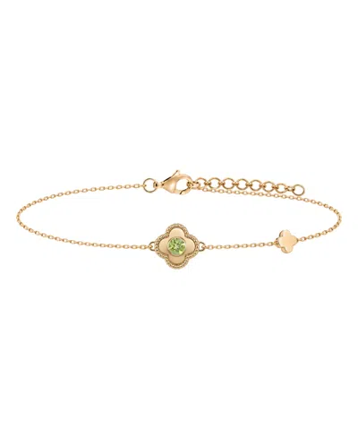 Macy's Peridot Adjustable Clover Bracelet (1/5 Ct. T.w.) In 14k Gold In Red