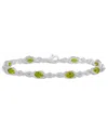 Macy's Peridot And White Topaz Bracelet (4-3/8 Ct. T.w And 2 Ct. T.w) In Sterling Silver In Peridot