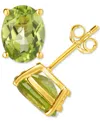 Macy's Peridot Oval Stud Earrings (2-1/3 Ct. T.w.) In 14k Yellow Gold