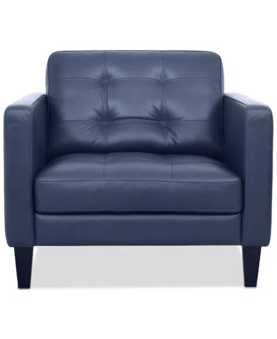 Macy's Pezley Leather Arm Chair, Created For  In Dark Blue