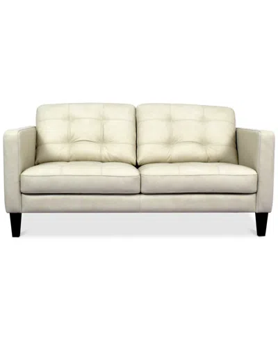 Macy's Pezley Leather Loveseat, Created For  In Cream