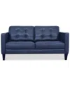 Macy's Pezley Leather Loveseat, Created For  In Dark Blue