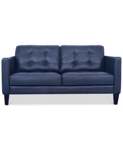 Macy's Pezley Leather Loveseat, Created For  In Dark Blue