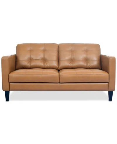 Macy's Pezley Leather Loveseat, Created For  In Palomino