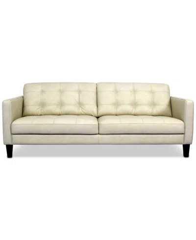 Macy's Pezley Leather Sofa, Created For  In Cream