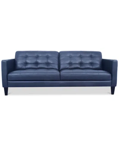 Macy's Pezley Leather Sofa, Created For  In Dark Blue