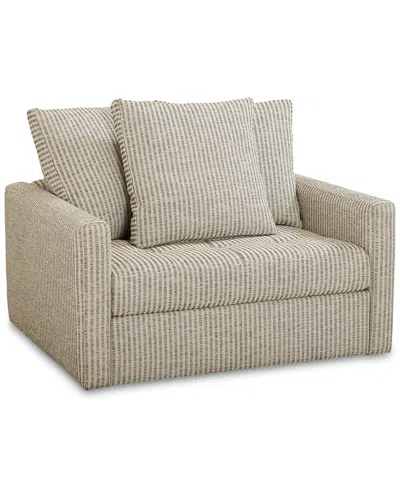 Macy's Pherie 51" Fabric Swivel Chair, Created For  In Pewter