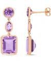 Macy's Pink Amethyst (11-1/2 Ct. T.w.) Link Earrings In 18k Rose Gold Over Sterling Silver In Pink Amethyst