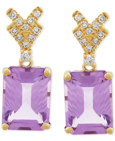 Macy's Pink Amethyst (2-3/4 Ct. T.w.) & Diamond (1/10 Ct. T.w.) Drop Earrings In 14k Gold