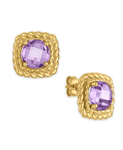 Macy's Pink Amethyst (3 Ct. T.w.) Braided Stud Earrings In 14k Gold Over Sterling Silver