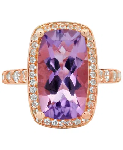 Macy's Pink Amethyst (3.30 Ct. T.w.) & White Topaz (0.60 Ct. T.w.) Ring In 14k Rose Gold Plated Sterling Si