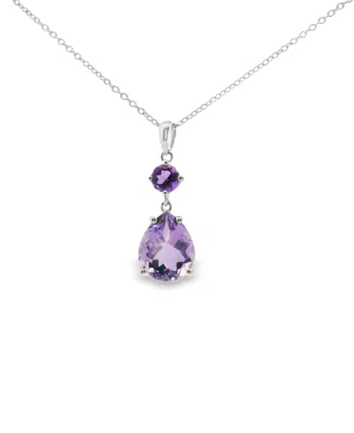 Macy's Pink Amethyst (4.50 Ct. T.w.) And Amethyst (0.50 Ct. T.w.) Pendant Necklace In Sterling Silver (also In Metallic