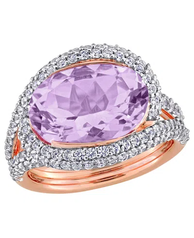 Macy's Pink Amethyst (5-3/8 Ct. T.w.) And White Sapphire (1-1/2 Ct. T.w.) Swirl Ring In 18k Rose Gold Flash In Multi