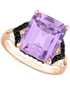 Macy's Pink Amethyst (5-7/8 Ct. T.w.) & Black Sapphire (3/8 Ct. T.w.) Statement Ring In Rose-plated Sterlin In Rose