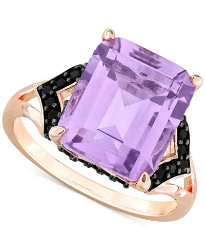 Macy's Pink Amethyst (5-7/8 Ct. T.w.) & Black Sapphire (3/8 Ct. T.w.) Statement Ring In Rose-plated Sterlin