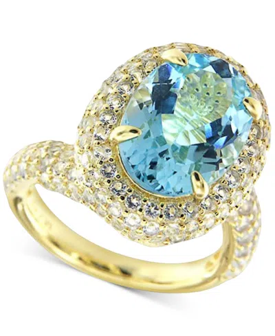 Macy's Pink Amethyst (5 Ct. T.w.) & White Topaz (3-7/8 Ct. T.w.) Swirl Ring In 14k Gold-plated Sterling Sil In Sky Blue Topaz
