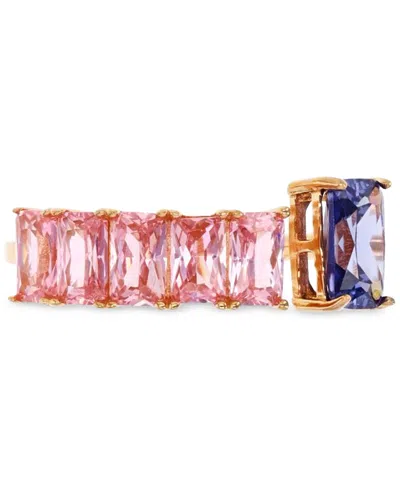 Macy's Pink & Purple Cubic Zirconia Ring In 14k Rose Gold-plated Sterling Silver