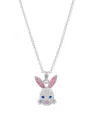 Macy's Pink And White Crystal Necklace In Fine Silver Plated Brass In Fine Silver Plated Brass