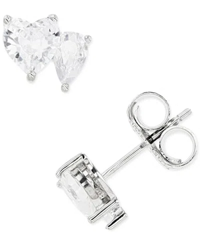 Macy's Pink And White Cubic Zirconia Stud Earrings In Sterling Silver Or 14k Gold Over Sterling Silver In Neutral