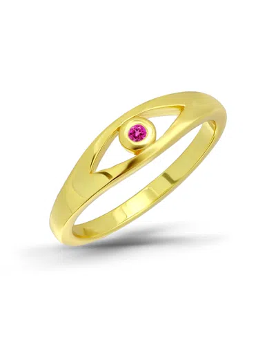 Macy's Pink Cubic Zirconia Evil Eye Ring In Gold,pink