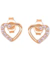 Macy's Pink Cubic Zirconia Heart Stud Earrings In 14k Rose Gold Over Sterling Silver