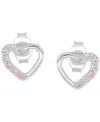 Macy's Pink Cubic Zirconia Heart Stud Earrings In 14k Rose Gold Over Sterling Silver