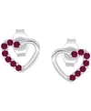 Macy's Pink Cubic Zirconia Heart Stud Earrings In 14k Rose Gold Over Sterling Silver