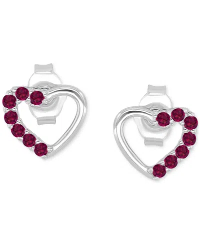 Macy's Pink Cubic Zirconia Heart Stud Earrings In 14k Rose Gold Over Sterling Silver