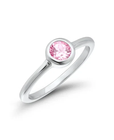 Macy's Pink Cubic Zirconia Round Bezel-set Promise Ring In Silver