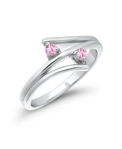 Macy's Pink Cubic Zirconia Silver-tone Open Ring In Metallic