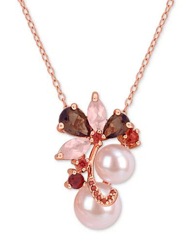 Macy's Pink Cultured Freshwater Pearl (7 & 8-1/2mm) & Multi-gemstone (1 Ct. T.w. Smokey Quartz; 3/4 Ct. T.w