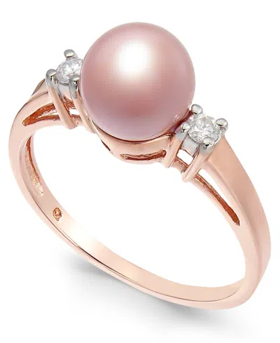 Macy's Pink Cultured Freshwater Pearl (7mm) & Diamond Accent Ring In 14k Rose Gold